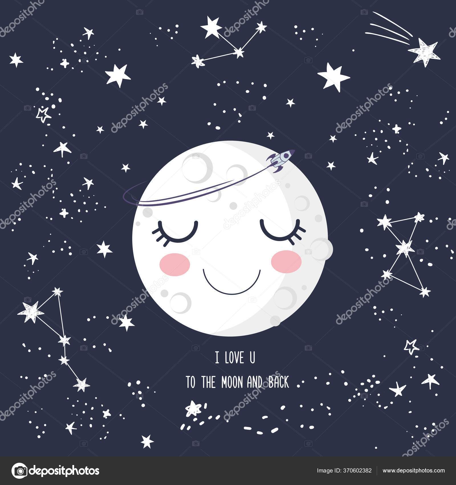 Vettoriale stockCarino Sorridente Cartone Animato Luna Addormentata Con Gli  Occhi Chiusi di ©Caupona #370602382, image size:1600x1700