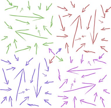 Vektör el çizilmiş oklar ayarlandı