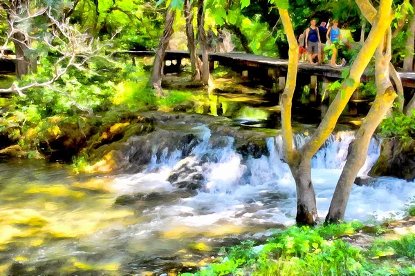 水彩画山区景观的背景 — 图库照片