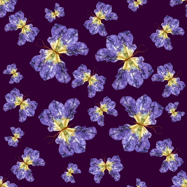 Achtergrond gemaakt van vlinders van verschillende bloemen — Stockfoto