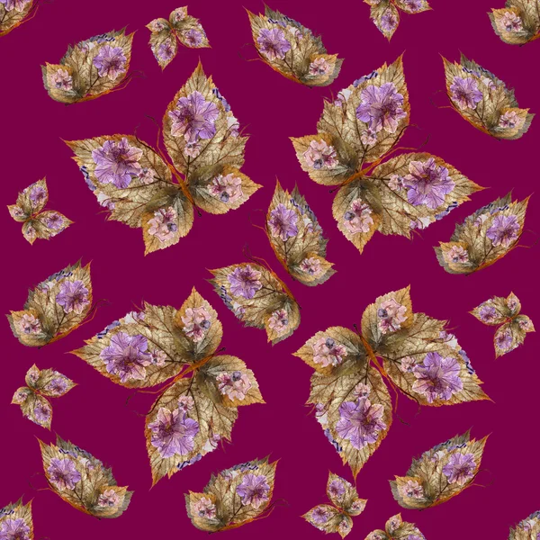 Hintergrund aus Schmetterlingen verschiedener Blumen — Stockfoto
