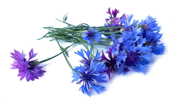 Foto manipulação óleo pintura azul cornflower isolado — Fotografia de Stock