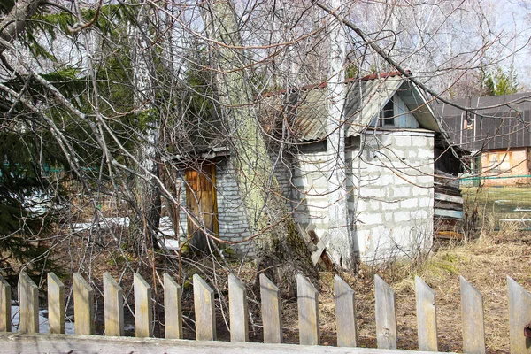 Landsbygdens landskap med byn trädgård — Stockfoto