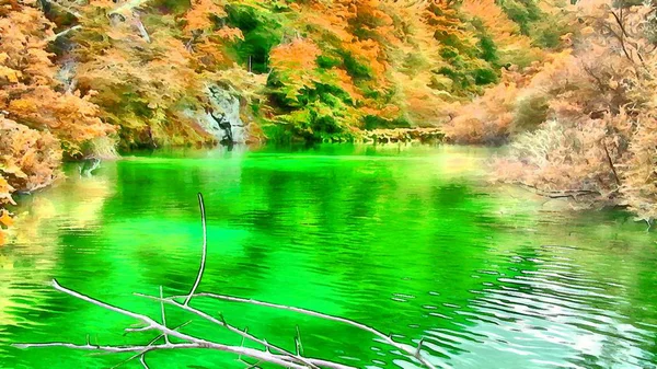 Mountain waterfall image watercolor — Stock Photo, Image