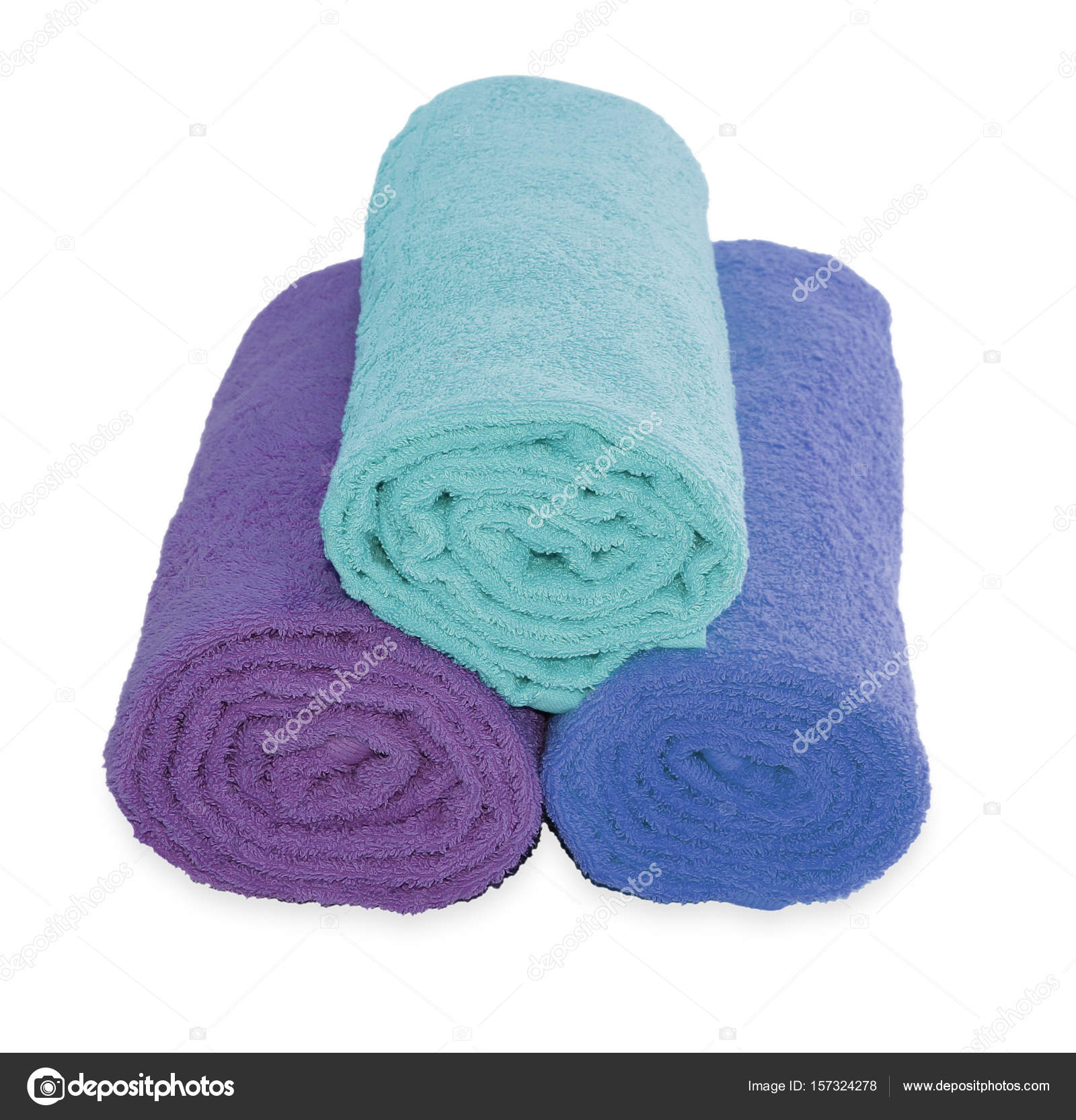 Download Rolled Up Blue Beach Towel On White Background Stock Photo Image By C Aarud 157324278