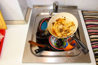 Mutfak Lavaboda kirli bulaşık