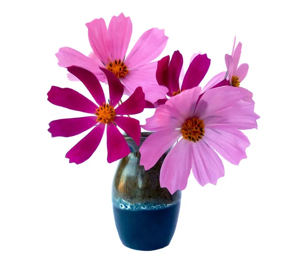 Kosmeya flor rosa fresca, manipulação de foto — Fotografia de Stock