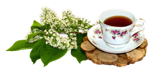Kytice čerstvá snítka lilie z údolí nedaleko dvojice f čaj — Stock fotografie
