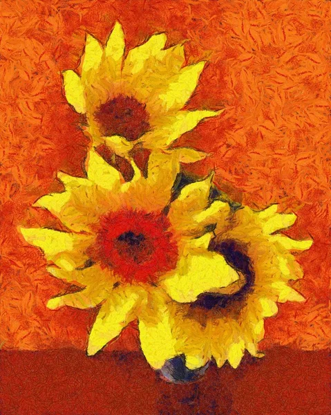 Sonnenblumenblume in kleinem, klarem Glas isoliert auf weißem Digital — Stockfoto