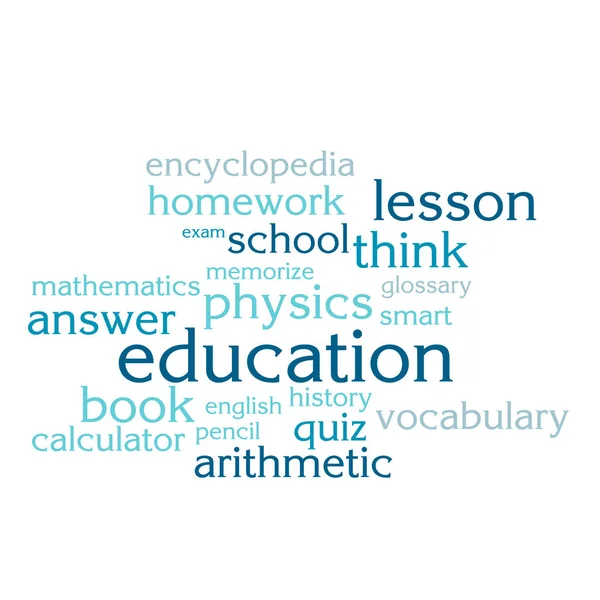 cloud of words list on the subject of school and education