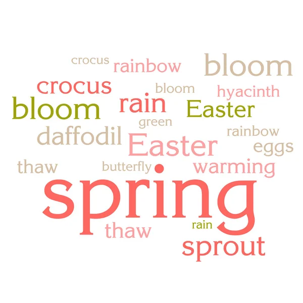 cloud of words list about spring season