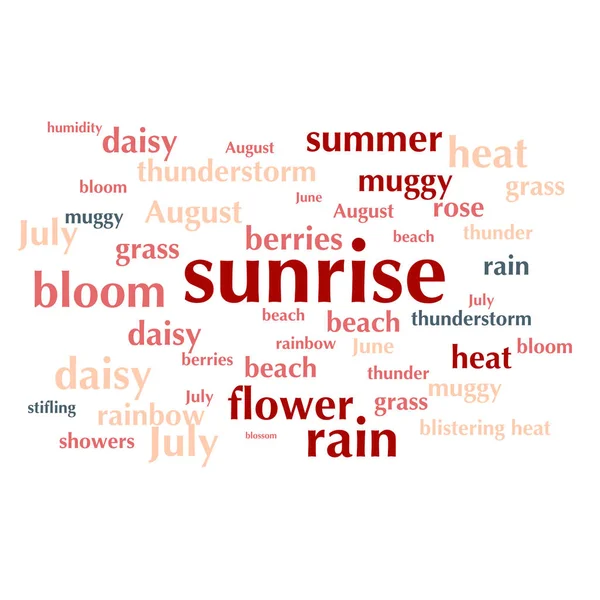 cloud of words list about summer season