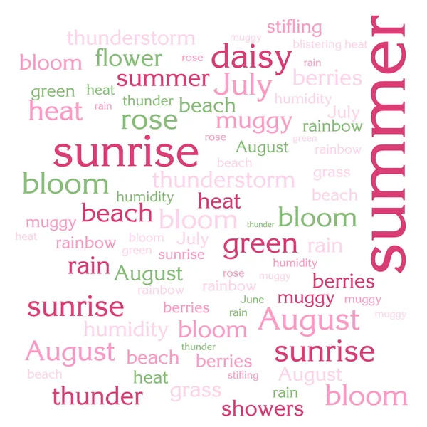 cloud of words list about summer season