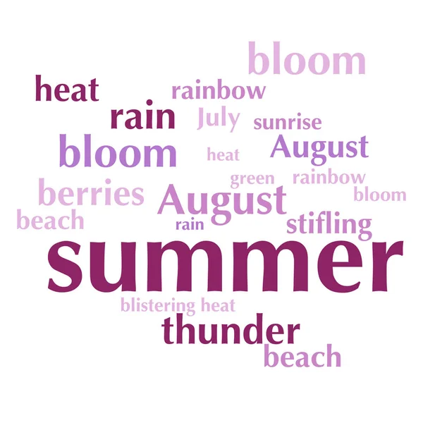 cloud of words list about summer season