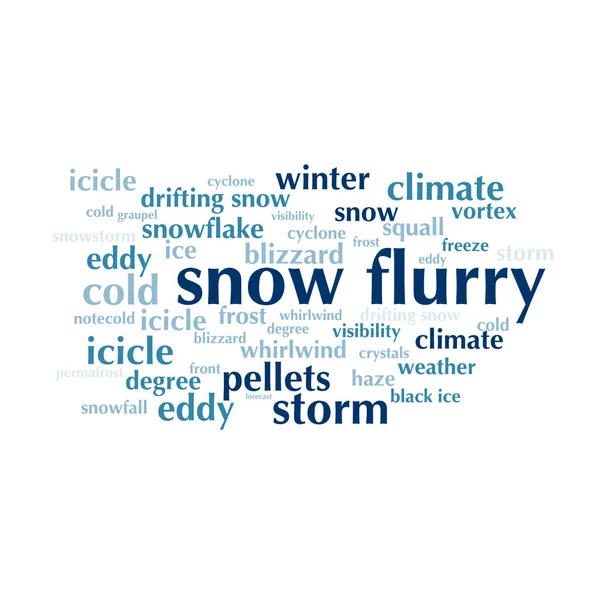 cloud of words list about winter season