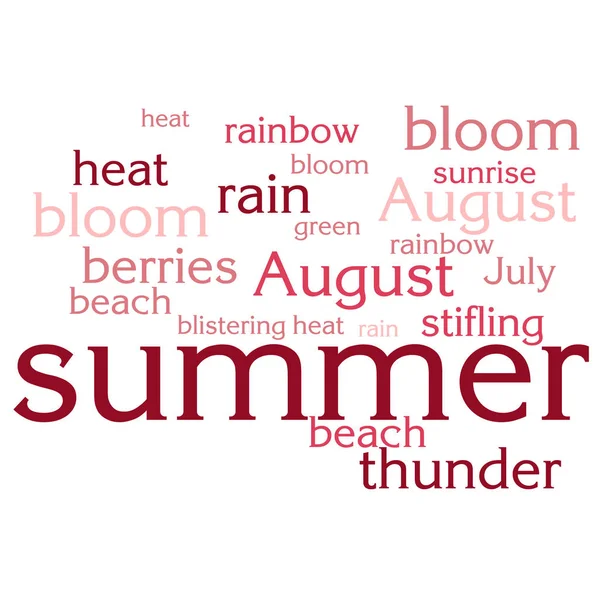 cloud of words list about summer season