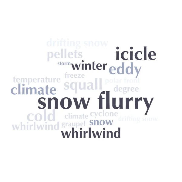 cloud of words list about winter season