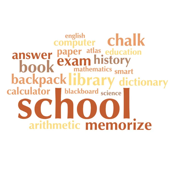 Cloud of words list on the subject of school and education — Stock Photo, Image