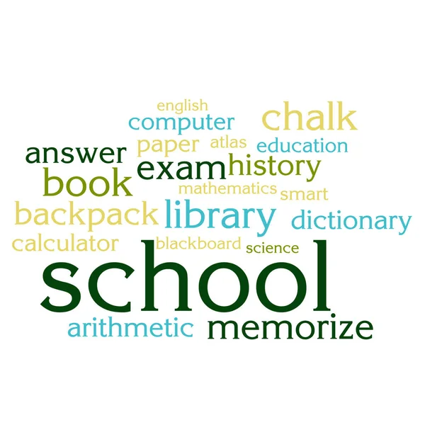 Cloud of words list on the subject of school and education — Stock Photo, Image