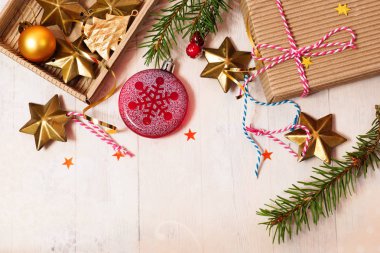 Noel oyuncaklar ile yeni yıl arka plan