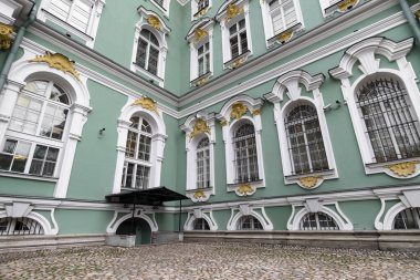 Stone pavement in one of the central courtyards of St. Petersburg
