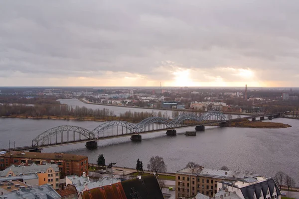 The panoramic view of Riga, Latvia from St. Peter 's Church — стоковое фото
