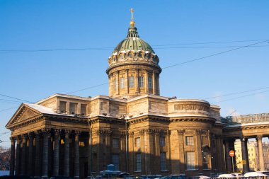 Kazan sobor kış akşamları görüntüleyin. Rusya, St Petersburg