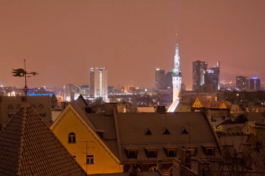 Tallin Estonya 01.01.2012: yeni yıl arifesinde Tallinn gece manzarası, Estonya