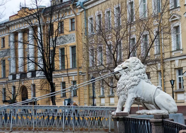 Leones en puente León en San Petersburgo — Foto de Stock