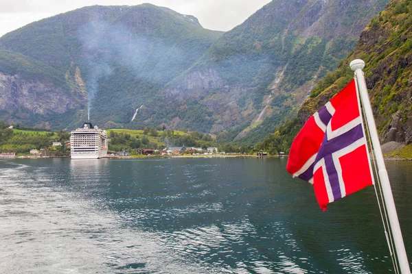 Traval on Large Cruise ship from the port of Flam to Stavanger, in sunny summer day, Norway. — Stock Photo, Image