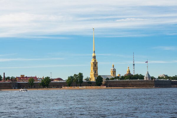 The Peter and Paul Fortress is the original citadel of St. Petersburg, Russia, founded by Peter the Great in 1703 and built to Domenico Trezzinis designs from 1706-1740.