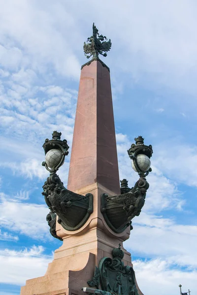 stock image The obelisk at the entrance to the Trinity Bridge. Saint Petersburg Russia.