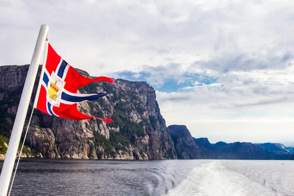 Traval on Large Cruise ship from the port of Flam to Stavanger, in sunny summer day, Norway. — Stock Photo, Image