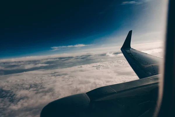 Sky Cloud Zonsondergang Gezien Door Raam Van Een Vliegtuig — Stockfoto