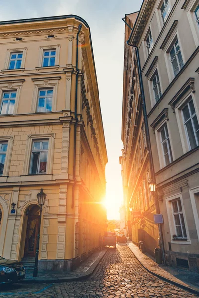 Tourism Europe Sunlight View Street Old Town Prague — стоковое фото