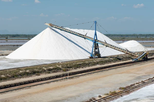 Industrial salt production in Aigues-Mortes, Gard department, Lanquedoc-Roussillon region, Camargue, south of France