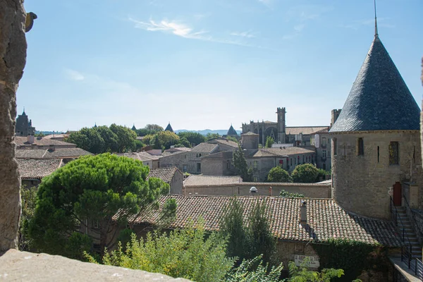 Vistas Ciudad Fortificada Carcasona Desde Las Ventanas Castillo Francia — Foto de Stock