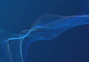 Koyu mavi arka planda soyut yumuşak dumanlı dalga. Vektör illüstrasyonu.