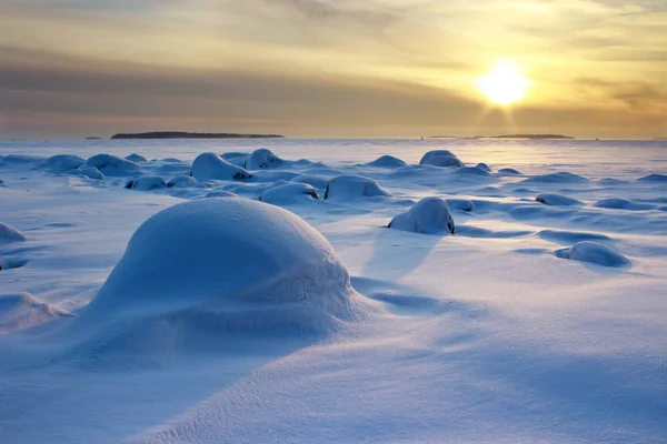 Vinter kväll seascape Stockfoto