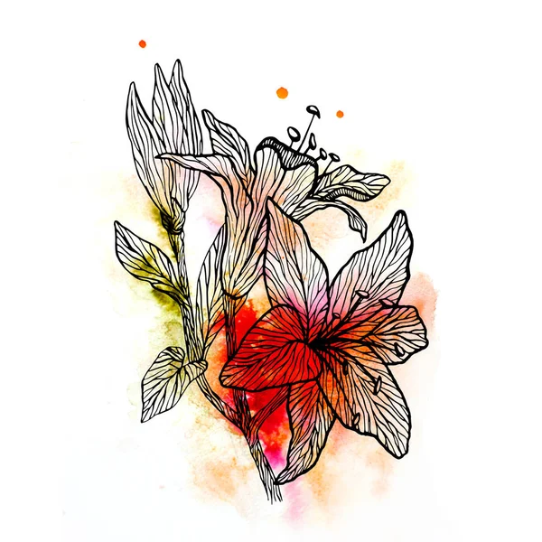 Virág akvarell kép — Stock Fotó