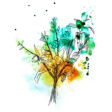 çiçek suluboya resim