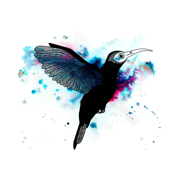 Fågel akvarell bild — Stockfoto