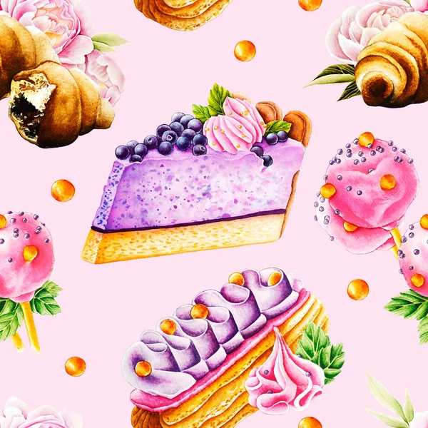 Dessert watercolor illustration — Stock Photo, Image