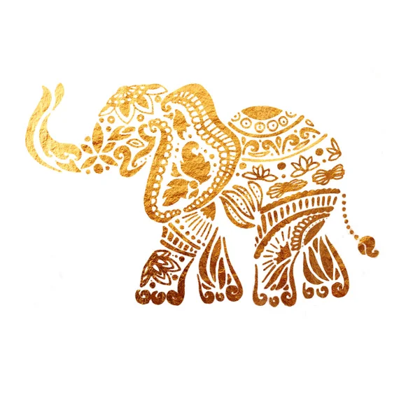 Elefante ornamental textura dorada — Foto de Stock