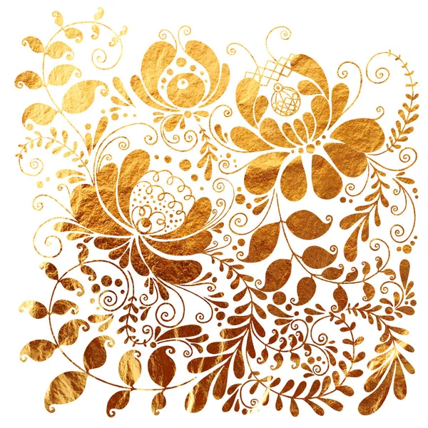 Floral ornamental golden texture — Zdjęcie stockowe