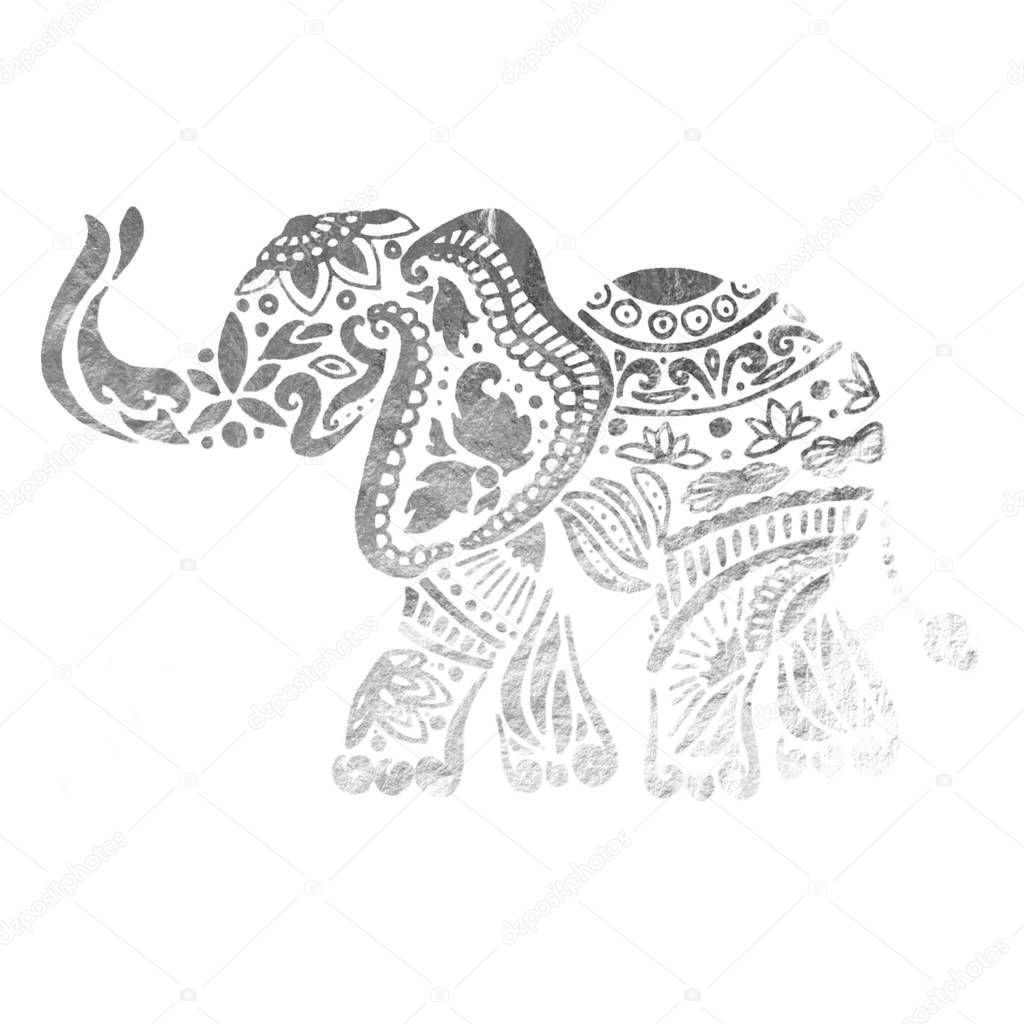 Elephant ornamental silver texture