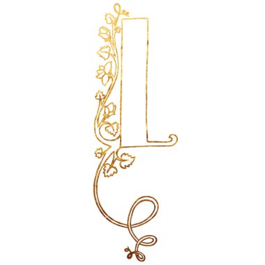 Çiçek baş harfleri. Doku altın.