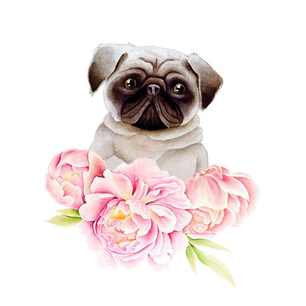 Carta cane e fiore — Foto Stock
