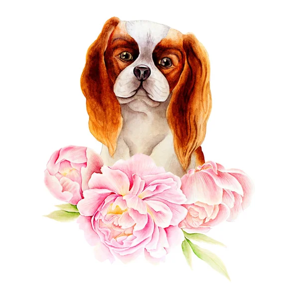 Carta cane e fiore — Foto Stock