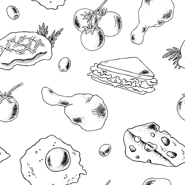 Doodle ескіз харчування — стокове фото